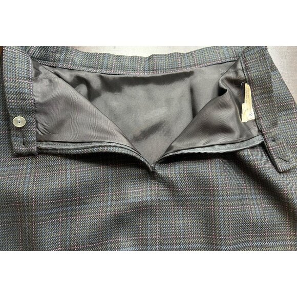 Vintage Made in USA 100% Wool‎ Midi Skirt Glen Plaid with Pink Threading Sz 12 - Picture 10 of 10